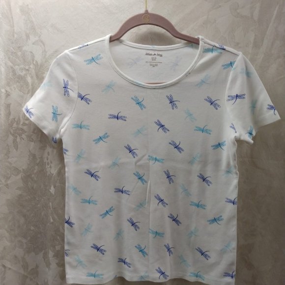 Size Small (4/6) ladies White Stag white/blue/purple dragonfly short sleeve top - Picture 2 of 8